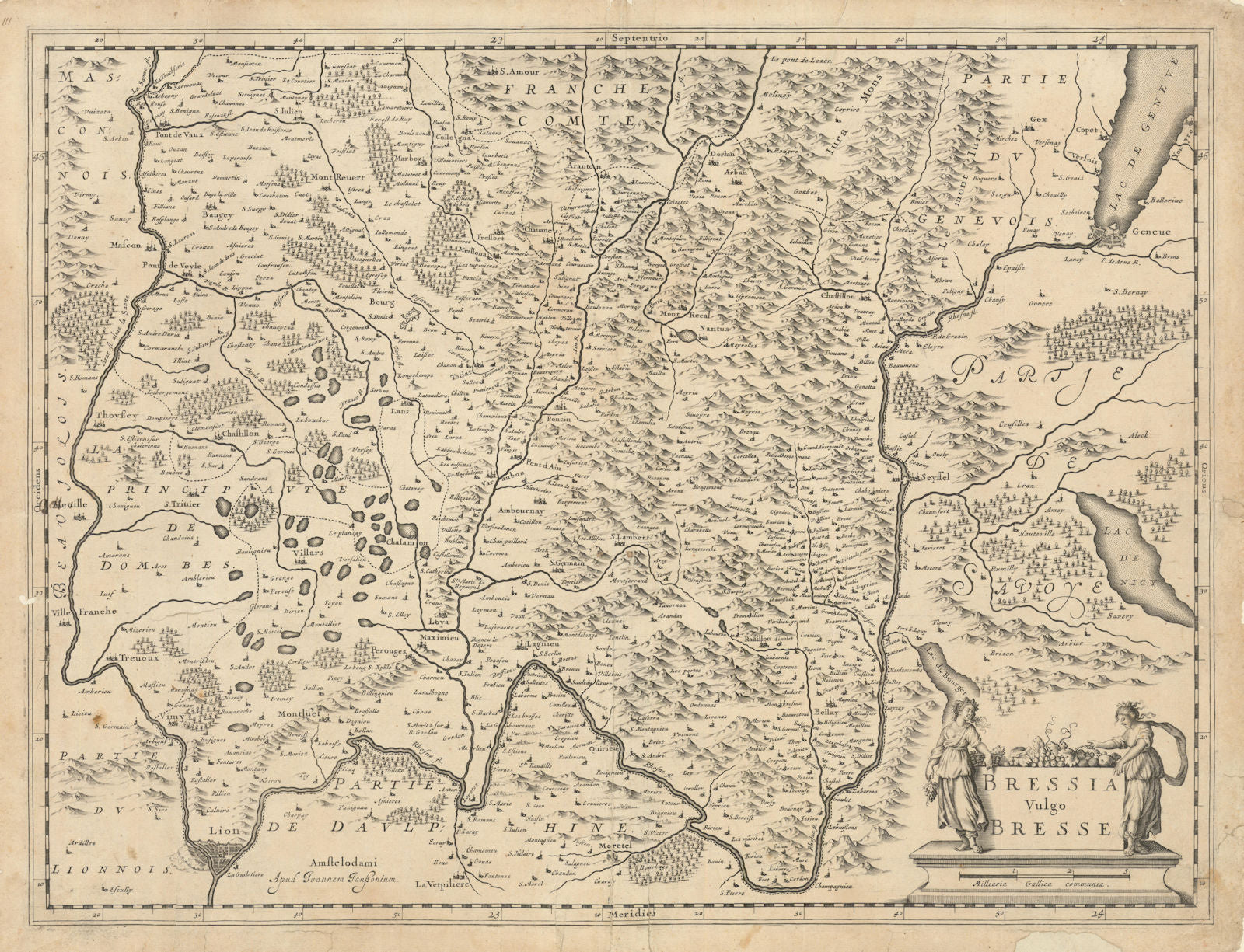 Bressia vulgo Bresse. Bresse. Ain department & Lyon by Janssonius c1645 map
